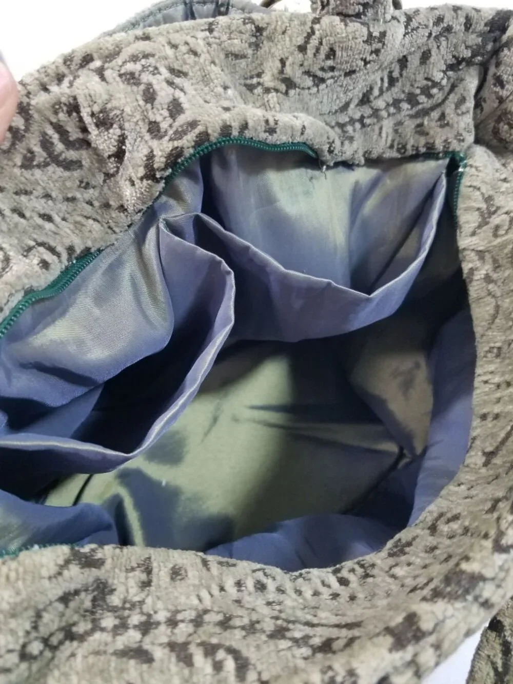 Custom Made Olive Green Carpet Bag Shoulder Purse Handbag One of a Kind